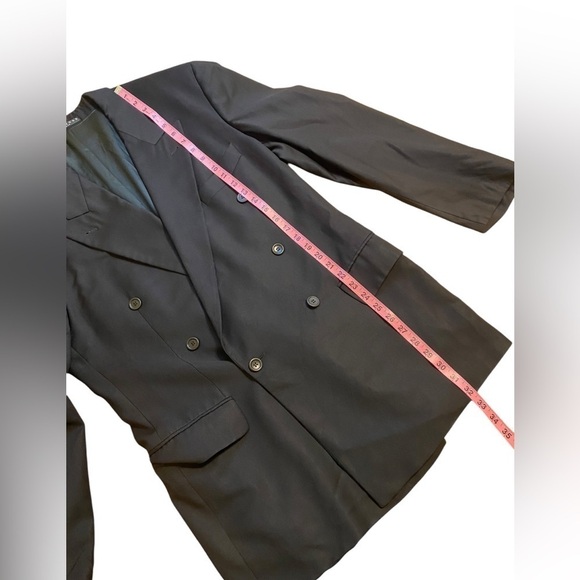 Hugo Boss Saks Fifth Avenue Black Fine Wool Blazer Mens Size ? Have measured - Picture 3 of 12